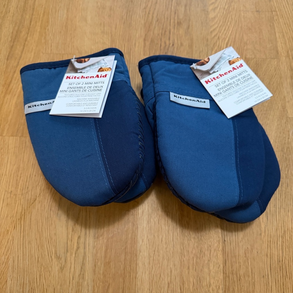 KitchenAid Lot of Two Blue Mini Mitts Silicone Grips NEW